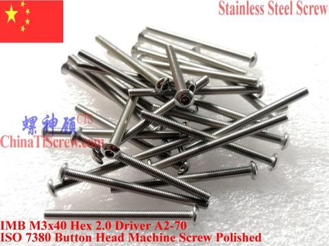 ISO 7380 Stainless Steel screws M3x40 Button Head Hex Driver A2-70 Polished ROHS 100 pcs ► Photo 1/1