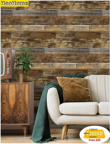 HaoHome Peel and Stick Wood Plank Wallpaper Shiplap Brown Self Adhesive Wallpaper Vinyl Contact Paper Home Decorative ► Photo 1/6