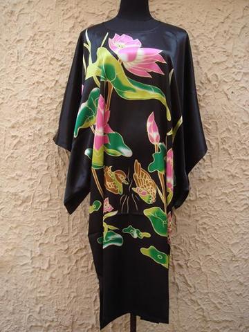 Hot Sale Black Chinese Women's Silk Rayon Robe Bath Gown Yukata Nightgown One Size Free Shipping S5001 ► Photo 1/5