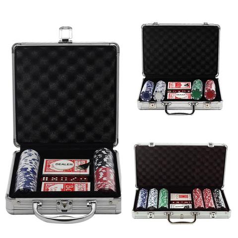 Texas Hold'em Casino Poker Chip Aluminum Case Set 100/200/300 PCS Baccarat Black Jack Poker Quality Clay Chip Coins With Box Hot ► Photo 1/6