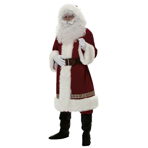 6 Pcs Adults Plush Santa Claus Suit With Bell Father Christmas Fancy Dress Cosplay Costume Party Outfit ► Photo 1/5