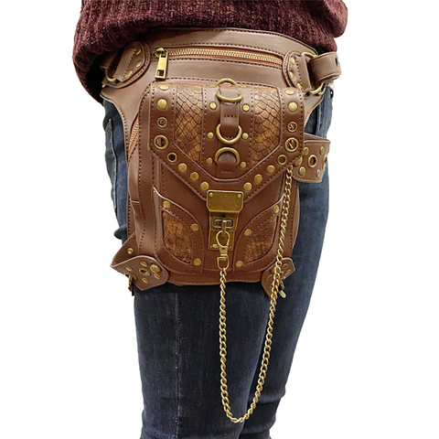 YoReAi Women Men Drop Leg Bags Vintage Steampunk Moto Bag Steam Punk Retro Rock Gothic Biker Bag Shoulder Waist Bags Packs ► Photo 1/1