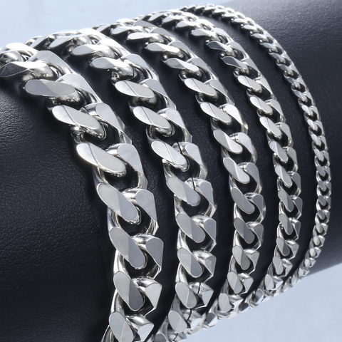 Bracelet for Men Women Curb Cuban Link Chain Stainless Steel Mens Womens Bracelets Chains Davieslee Jewelry for Men DLKBM05 ► Photo 1/6