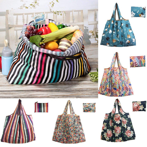 1PC Foldable Reusable Nylon Eco Handbag Storage Travel Shopping Tote Grocery Bag Large-capacity storage bags ► Photo 1/6