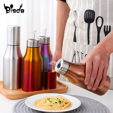 Stainless Steel Leak-proof Kitchen Oiler with Lid Jar Spice Oil Pot Vinegar Sauce Bottle Dust-proof Oil Dispenser Kit Utensils ► Photo 1/6