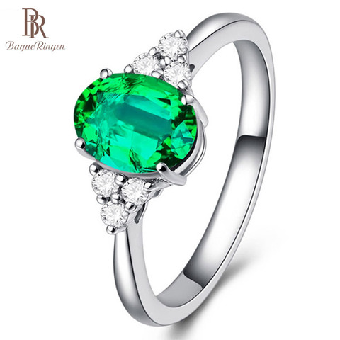 Bague Ringen New Design Ring Silver Jewelry Zircon inlaid finger rings adjustable opening emerald green Color Gemstone Women ► Photo 1/6