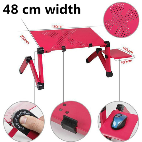 Portable Adjustable Foldable Laptop Desk 48 cm wide Notebook Lap PC Folding Desk Table Vented Stand Bed Tray ► Photo 1/6