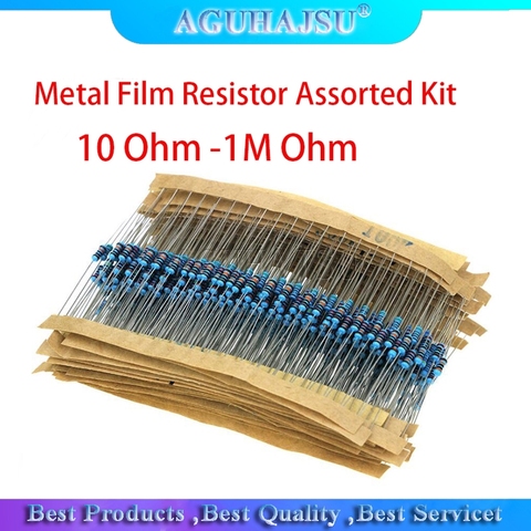 30values each 20pcs =600pcs  Metal Film Resistor Assorted Kit 1% 1/4W 10 Ohm -1M Ohm 10R 22R 47R 100R 200R 1K 2K 10K 100K 220K ► Photo 1/1