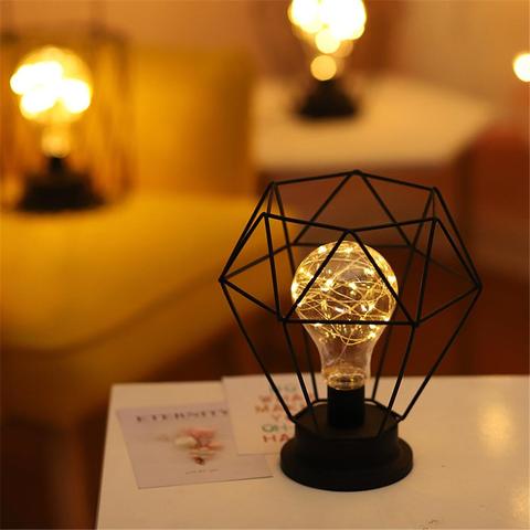 Retro Iron Art Table Lamps For Bedroom Living Room LED Bedside Lamp Bed Lamp Night Light Christmas Decoration Light ► Photo 1/6