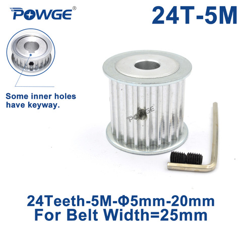 POWGE Arc HTD 5M 24 Teeth Synchronous Timing Pulley Bore 6/8/10/12/14/15/16/19/20mm for Width 25mm HTD5M Belt 24Teeth 24T ► Photo 1/6