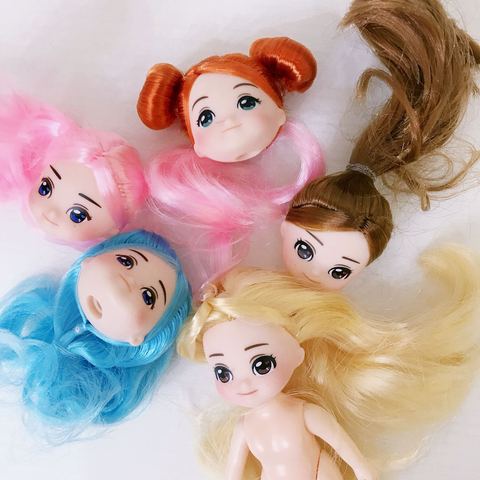 Doll's Head For 10cm Doll Cute Smile Face Girl Doll Head Body With Hair Girl Toy For Girls ► Photo 1/6