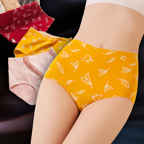 Cotton Sexy Female Seamless Printing abdomen Panties Women's high waist underwear ► Photo 1/6