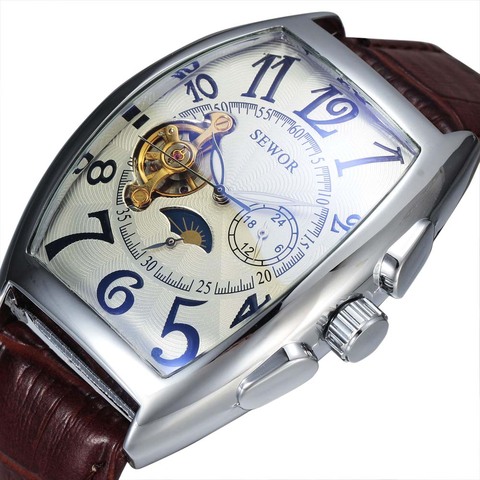 SEWOR Luxury Tourbillon Watches Men Automatic Mechanical Watches Fashion Tonneau Watches Casual Men Watches Moon Phase reloj ► Photo 1/5