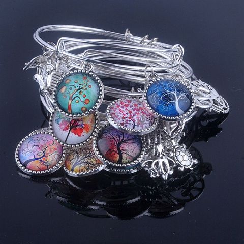 18 Styles Cabochon Dome Tree of Life charms Bracelet Adjustable Expandable Wire Bangles for Women Fine Jewelry B013 ► Photo 1/6