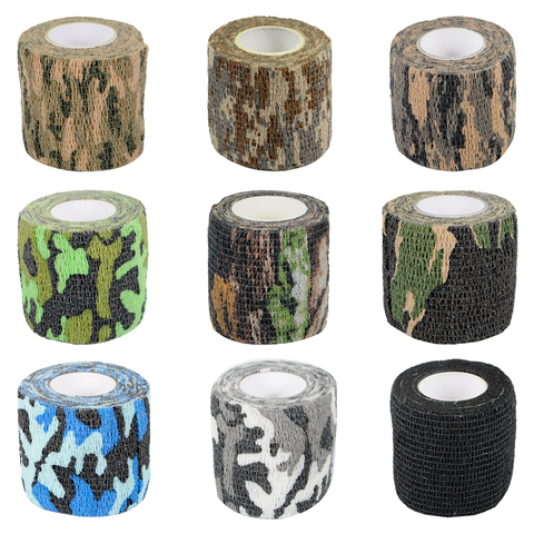 Tactical Camo Stretch Bandage Self Adhesive Camouflage Tape Outdoor Hunting Shooting Stealth Tape Rifle Gun Stretch Wrap Cover ► Photo 1/6