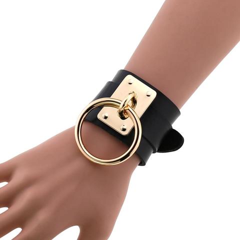 Pu Leather Wristband Bracelet Cuff goth metal armbands gothic punk bracelets women men emo cosplay jewelry ► Photo 1/6