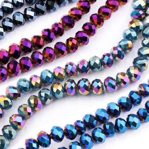 Plated AB color 4mm-8mm round glass beads ball shape crystal loose beads for Necklace bracelet making diy, jewelry accessories ► Photo 1/6
