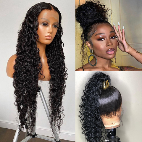 360 Lace Frontal Wig 28 30 Inch Water Wave 13x4 Lace Front Wig Human Hair Wigs Deep Curly Glueless Virgin Brazilian Closure Wig ► Photo 1/6
