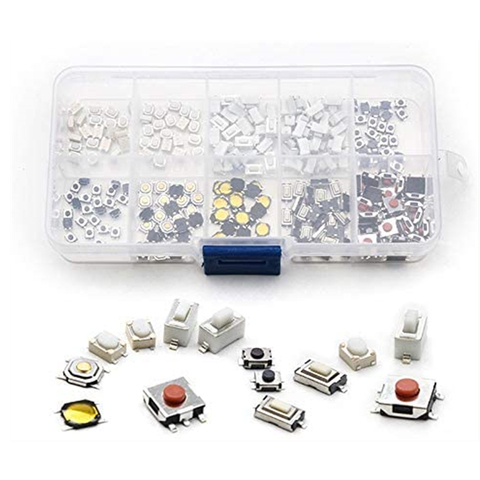 250Pcs 10-Types Tactile Push Button Switch Car Remote Control Keys Button Touch Microswitch ► Photo 1/6