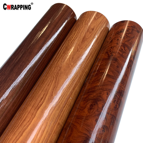 30x100cm Self-adhesive  Wrap Vinyl Wood Grain Textured Car Internal Stickers Wallpaper Furniture Wood Grain Film Car Decoration ► Photo 1/5