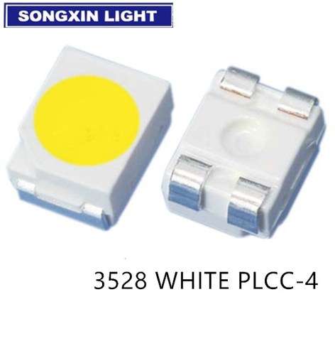 100PCS 3528 white 4-legs cool white super bright LED lamp beads PLCC-4 1210 3528 SMD LED Pure white 4 Feet 4-Pin  Common ANODE ► Photo 1/1