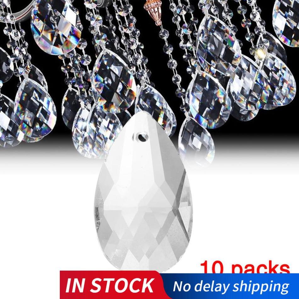10 Clear Teardrop Crystal Prisms Lighting Pendant Parts Glass Lamp Chandelier 