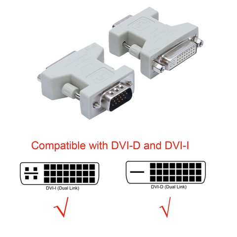 New DVI Female to VGA male adapter DVI-D 24+1  DVI-I 24+5  dual link ADAPTOR Converter ► Photo 1/3