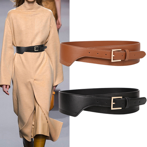 New Fashion Belts for Women PU Leather gold square pin buckle cummerbunds HOT body corset cummerbund female wide soft waistbands ► Photo 1/6