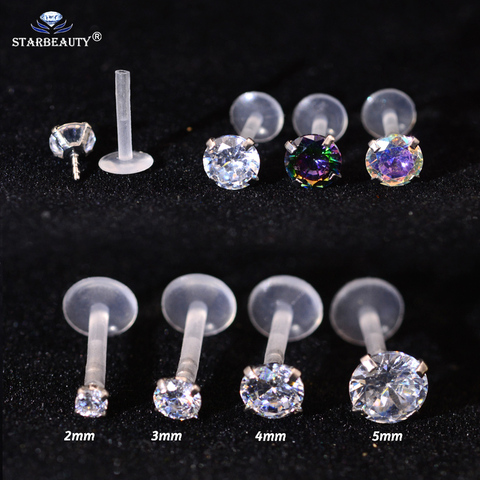 1Pc 16G 6/8mm Clear Rainbow Lip Stud Acrylic Flexible Push-in Monore Labret Ear Cartilage Tragus Piercing Body Jewelry Bioplast ► Photo 1/6