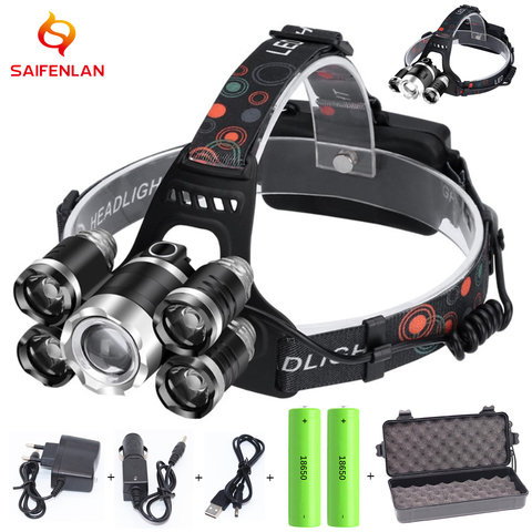 High Lumens ZOOM LED Headlight Headlamp LED T6 Head Lamp Flashlight Torch Head Light 18650 battery For Camping, Fishing ► Photo 1/6