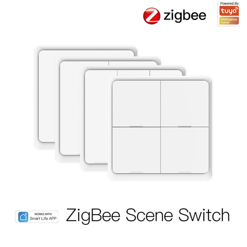 Tuya ZigBee 1-4 Gang Wireless Scene Switch Push Button Controller Battery Powered Automation Scenario for Tuya Devices ► Photo 1/6