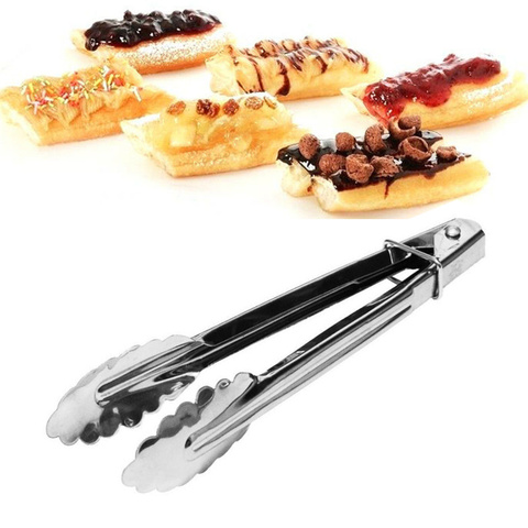 1pcs Stainless Steel Salad Tongs BBQ Kitchen Cooking Food Serving Utensil Tong Kitchen Accessories Tools Restaurant Food Folder ► Photo 1/6