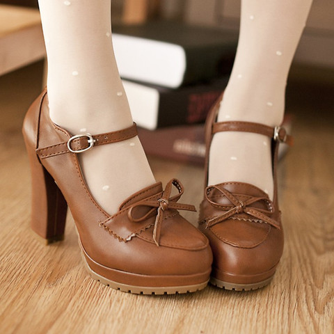 Japanese Sweet Lolita Shoes Elegant Vintage Princess Bowknot Korean Harajuku Style Heavy-Bottomed High-heeled Lolita Shoes ► Photo 1/5