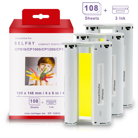 Topcolor Compatible Canon Selphy CP1300 CP1200 CP1000 CP910 CP900 Photo Printer Paper for Canon Selphy Ink Cassette KP-108IN ► Photo 1/6