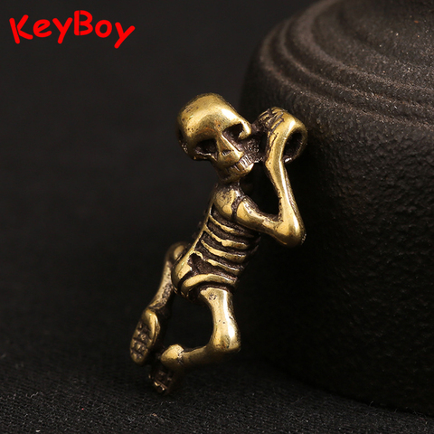Punk Retro Brass Skull Baby Keychain Pendant Jewelry Rock Hip Hop Men Car Key Chain Ring Hanging Trinkets Metal Keyrings Trendy ► Photo 1/6