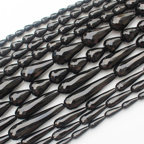 Wholesale AA Faceted Black Onyx Waterdrop Beads 15