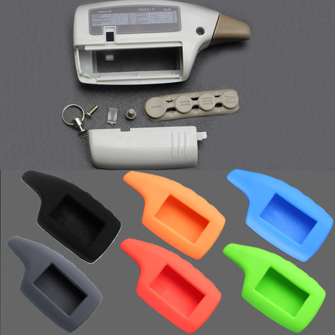 M5 Keychain Case+silicone cover for Russian 2 way Car Alarm Scher-khan Magicar 5 6 Remote Control Key Scher Khan M5 M902F 903F ► Photo 1/6