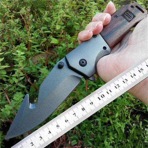 Multifunctional Practical Tactical Folding knife Rosewood Handle 3Cr13 Blade Edc Knife Quick Opening Self-defense Tools 55HRC ► Photo 1/6