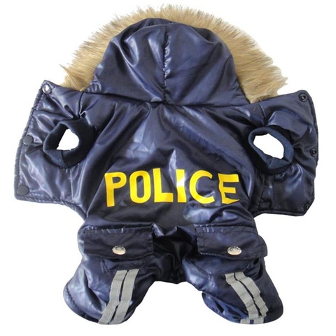 Pet Clothes Cosplay Police Style Thicken Warm Dog Coat Winter Windproof Coat Jumpsuit New Hooded Dogs Clothing ► Photo 1/6