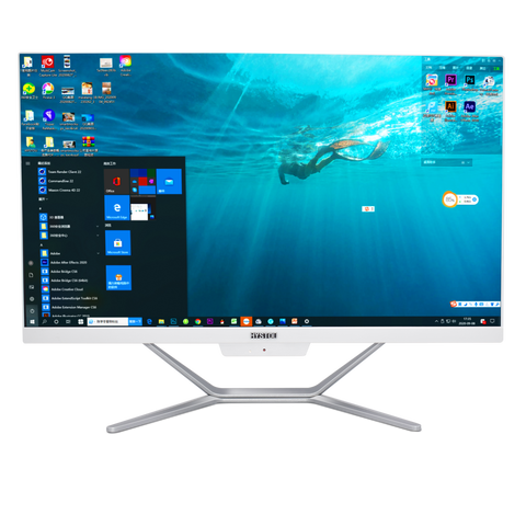 Desktop Computer Quad Core Intel i7 8565U All in One PC Gaming 24 Inch 1920*1080 Monitor DDR4 m.2 SSD Windows 10 Office using ► Photo 1/1