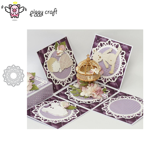 Piggy Craft metal cutting dies cut die mold Lace round frame plate Scrapbook paper craft knife mould blade punch stencils dies ► Photo 1/4