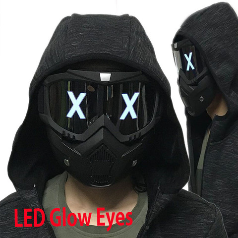 LED Lights Mask Luminous Half Face X Glowing Eyes DIY Eyewear Mask Removable masks DJ Party Halloween Cosplay Prop Gift ► Photo 1/6
