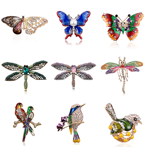 Crystal Vintage Butterfly Dragonfly Brooches for Women Large Birds Insect Brooch Pin Fashion Dress Coat Accessories Cute Jewelry ► Photo 1/6