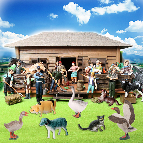 Kids Toys Action Figures Farm Animal Worker Farmer Simulated Models Toy set Plastic Models For Children Educational Toys Gift ► Photo 1/6