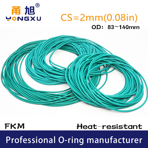 Green FKM Fluorine Rubber O-ring Seals CS2mm OD83/85/90/95/100/105/110/115/120/140*2mm O Rings Seal Gasket Rings Fuel fkm Washer ► Photo 1/6