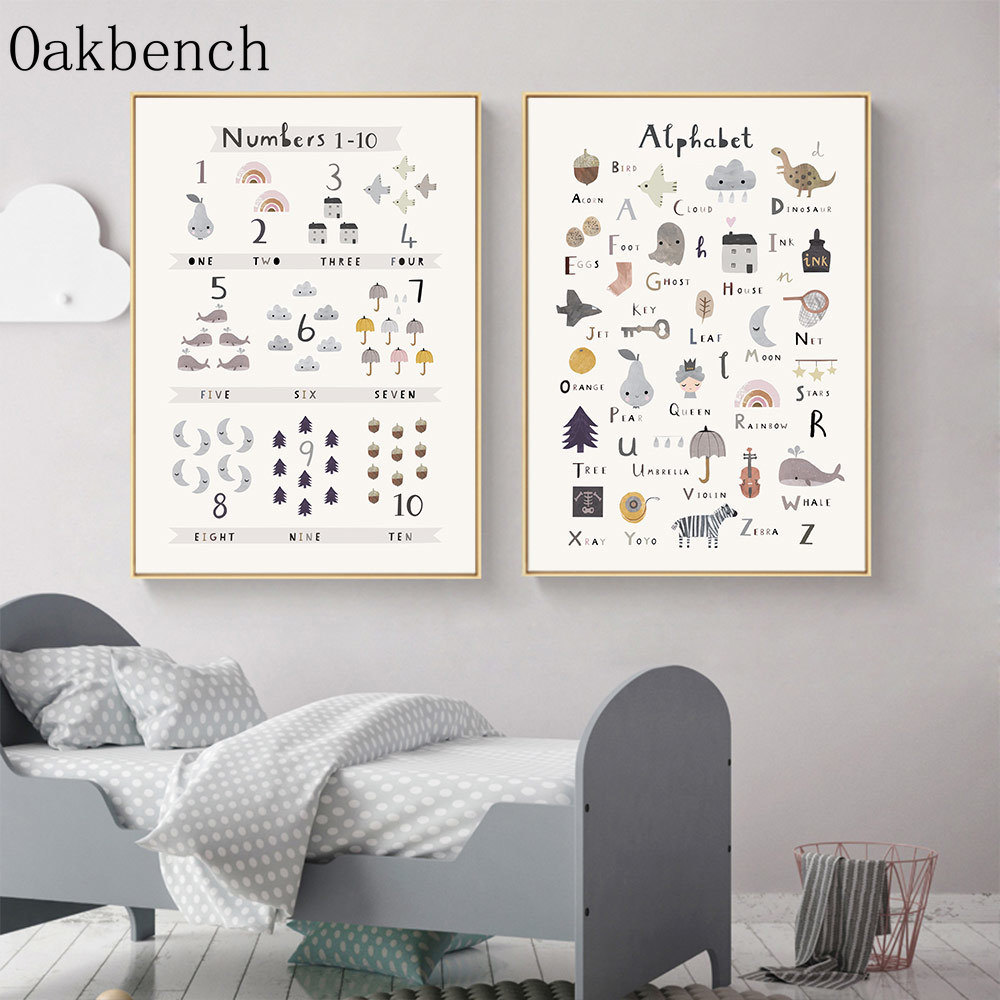 ABC Animals Alphabet Poster Nursery Wall Art Canvas Painting ...