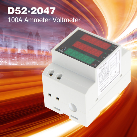 D52-2047 Din Rail Ammeter Voltmeter Voltage Test Easily Carrying Active Power Factor Time Energy Lightweight Gadgets ► Photo 1/6