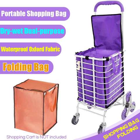 Shopping Trolley Bag Portable Folable Tote Bag Shopping Cart Grocery Bags With Wheels Rolling Grocery Cart Shopping Organizer ► Photo 1/6