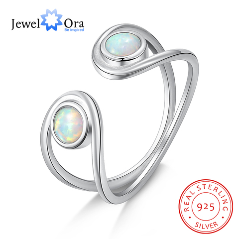 JewelOra 925 Sterling Silver Adjustable Rings for Women White Opal Wedding Band Ring Female Silver 925 Jewelry Gifts ► Photo 1/5