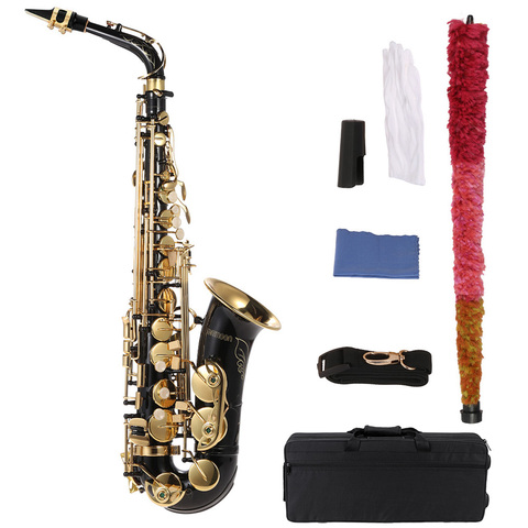 ammoon Eb Alto Saxophone Brass Lacquered Gold E Flat Sax 82Z Key Type with Cleaning Brush Cloth Gloves Strap Padded Case ► Photo 1/6